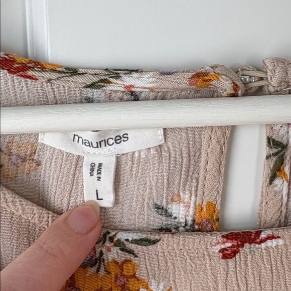 Maurices Floral Blouse with Burgundy and Cream Accents large - Picture 2 of 5